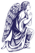 Angel Prays On His Knees Illustration Sticker