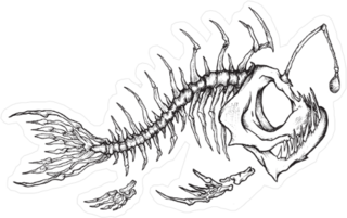Angler Fish Skeleton Sticker