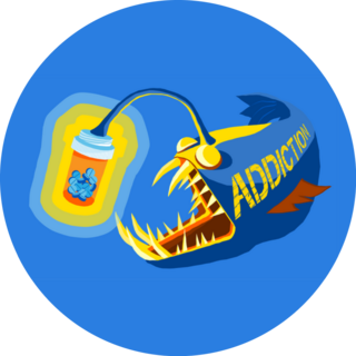 Angler Fish Using Pills Drug Addiction Concept Sticker