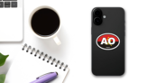 Angola AO Flag Oval Sticker on a Phone (New) example