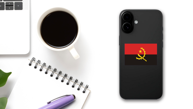 Angola Flag Sticker on a Phone (New) example