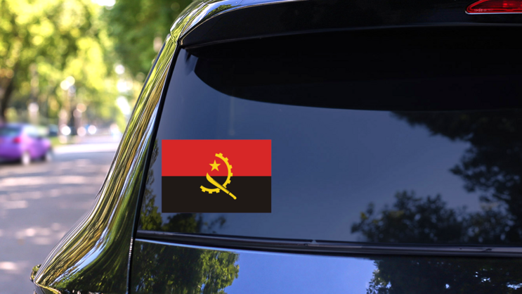 Angola Flag Sticker on a Rear Car Window (New) example