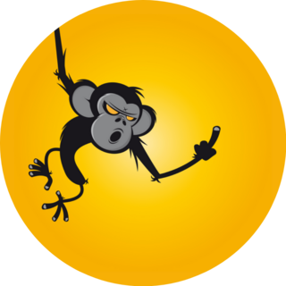 Angry Ape Showing Middle Finger On Yellow Sticker