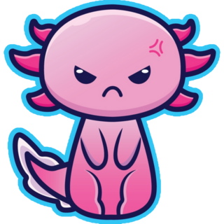 Angry Axolotl Blue Sticker