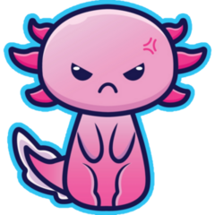 Angry Axolotl Blue Sticker