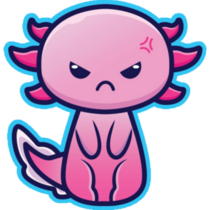 Angry Axolotl Blue Sticker