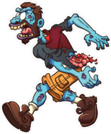 Angry Bearded Cartoon Zombie Sticker