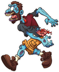 Angry Bearded Cartoon Zombie Sticker