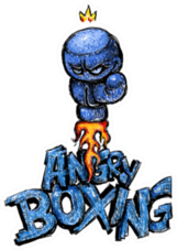 Angry Boxing Illustration In Blue Sticker