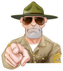 Angry Cartoon Army Boot Camp Drill Sergeant Sticker