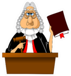 Angry Judge With Gavel Cartoon Sticker