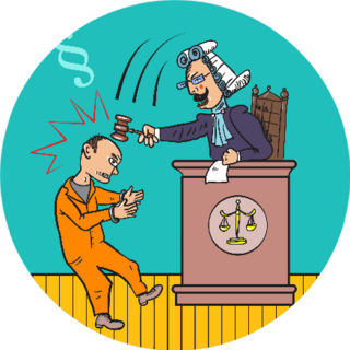 Angry Judge With Gavel Makes Verdict For Law Cartoon Sticker