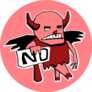 Angry Little Devil With A Sign Saying No Sticker