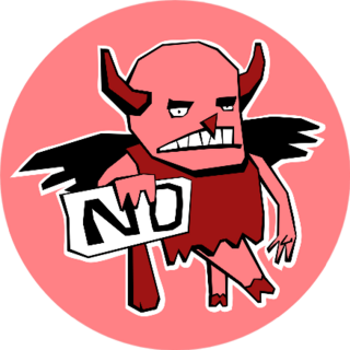 Angry Little Devil With A Sign Saying No Sticker