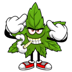 Angry Marijuana Leaf Showing Middle Finger Sticker