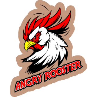 Angry Rooster Fighting Mode Mascot Sticker