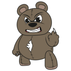 Angry Teddy Bear With Middle Finger Sticker