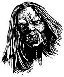 Angry Zombie Face With Sharp Teeth Sticker