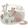 Animal Anteater In Nature Hello Sticker