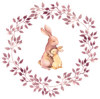 Animal Hugs - Mother Rabbit Embrace Her Baby Sticker