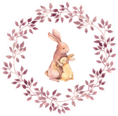 Animal Hugs - Mother Rabbit Embrace Her Baby Sticker