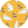 Animal Pattern With Cute Sea Lions On Yellow Sticker