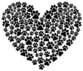 Animal Paw Print Heart In Black Sticker