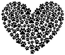 Animal Paw Print Heart In Black Sticker