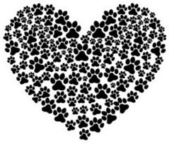 Animal Paw Print Heart In Black Sticker