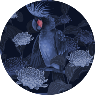 Animal Print Bird Cockatoo, Flowers And Leaves Sticker