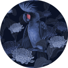 Animal Print Bird Cockatoo, Flowers And Leaves Sticker