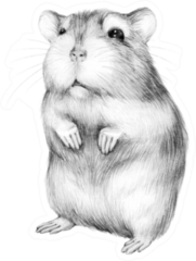 Animal Sketch Cute Little Hamster Standing Sticker