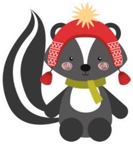 Animal Skunk In Winter Clothes Sticker