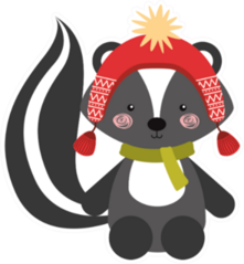 Animal Skunk In Winter Clothes Sticker