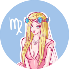 Anime Cartoon Virgo Illustration Sticker