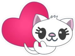 Anime Cat with Pink Heart Sticker