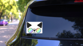 Anime Cat With Sunglasses Sticker on a Rear Car Window (New) example