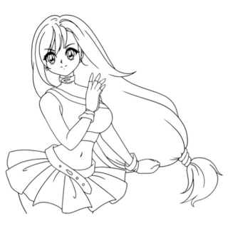 Anime Cute Anime Girl With Long hair sticker
