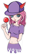 Anime Devil Girl With Sucker Illustration Sticker