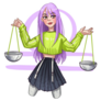 Anime Drawing Libra Zodiac Sign Sticker