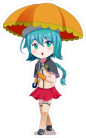 Anime Girl Holding Umbrella Sticker