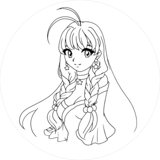 Anime Girl With Braids And Big Eyes Sticker