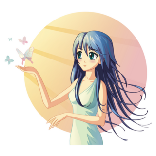 Anime Girl With Butterflies sticker