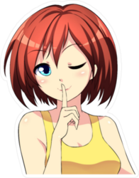 Anime Girl With Finger On Her Lips Sticker