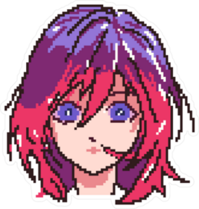 Anime Pixel Art Girl With Purple and Pink Hair Sticker