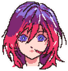 Anime Pixel Art Girl With Purple and Pink Hair Sticker