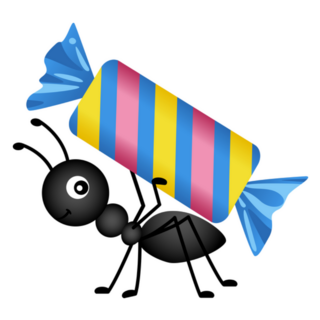 Ant Carrying A Candy Sticker