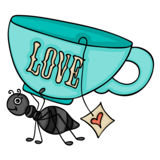 Ant Carrying A Love Cup Of Tea Sticker