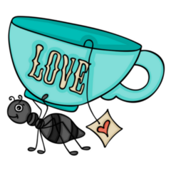 Ant Carrying A Love Cup Of Tea Sticker