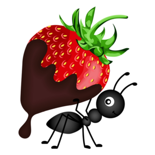 Ant Carrying Chocolate Covered Strawberry Sticker